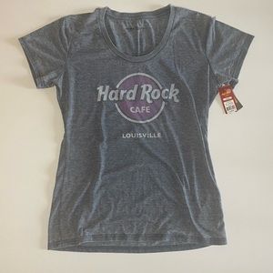 Hard Rock Cafe Scoop Neck Burnout Louisville Tee Shirt XL Light Grey